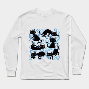 many black cats positions Long Sleeve T-Shirt